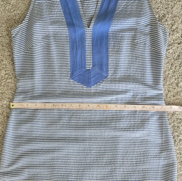 STS SAIL TO SABLE Column Notch Collar Sleeveless Maxi Dress Blue White Striped - Picture 7 of 15